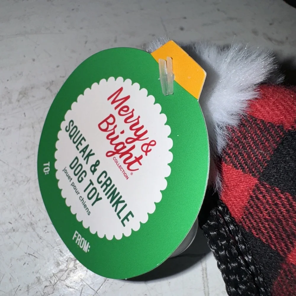 Lot Of 3 Merry & Bright Crinkle Santa Raccoon Reindeer Squeaker Dog Toy/57b‎